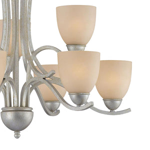 Thomas Lighting Triton Nine Light Metal Chandelier with Glass Shades for Dining and Entryway Spaces Silver SL808372