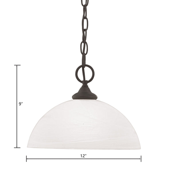 Thomas Lighting Tahoe Bell Dome Glass Pendant Light Bronze Finish for Dining and Entryway Spaces SL823463