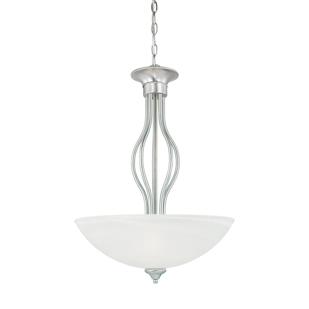 Thomas Lighting Tahoe Three Light Pendant with Bell Glass Shades and Brushed Nickel Curved Metalwork SL823678