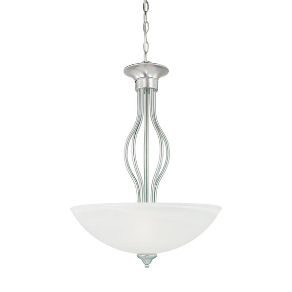Thomas Lighting Tahoe Three Light Pendant with Bell Glass Shades and Brushed Nickel Curved Metalwork SL823678
