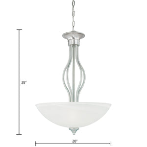 Thomas Lighting Tahoe Three Light Pendant with Bell Glass Shades and Brushed Nickel Curved Metalwork SL823678