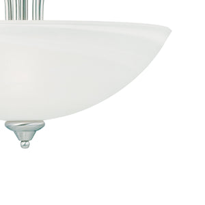 Thomas Lighting Tahoe Three Light Pendant with Bell Glass Shades and Brushed Nickel Curved Metalwork SL823678