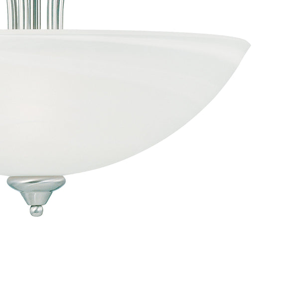 Thomas Lighting Tahoe Three Light Pendant with Bell Glass Shades and Brushed Nickel Curved Metalwork SL823678