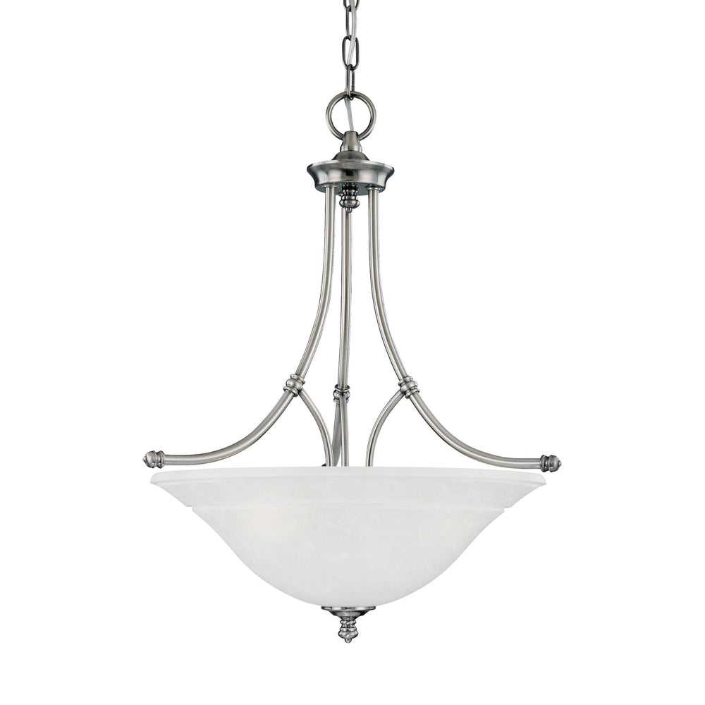 Thomas Lighting Harmony Three Light Pendant Frosted Glass Domes Satin Pewter Finish Dining Room SL824641