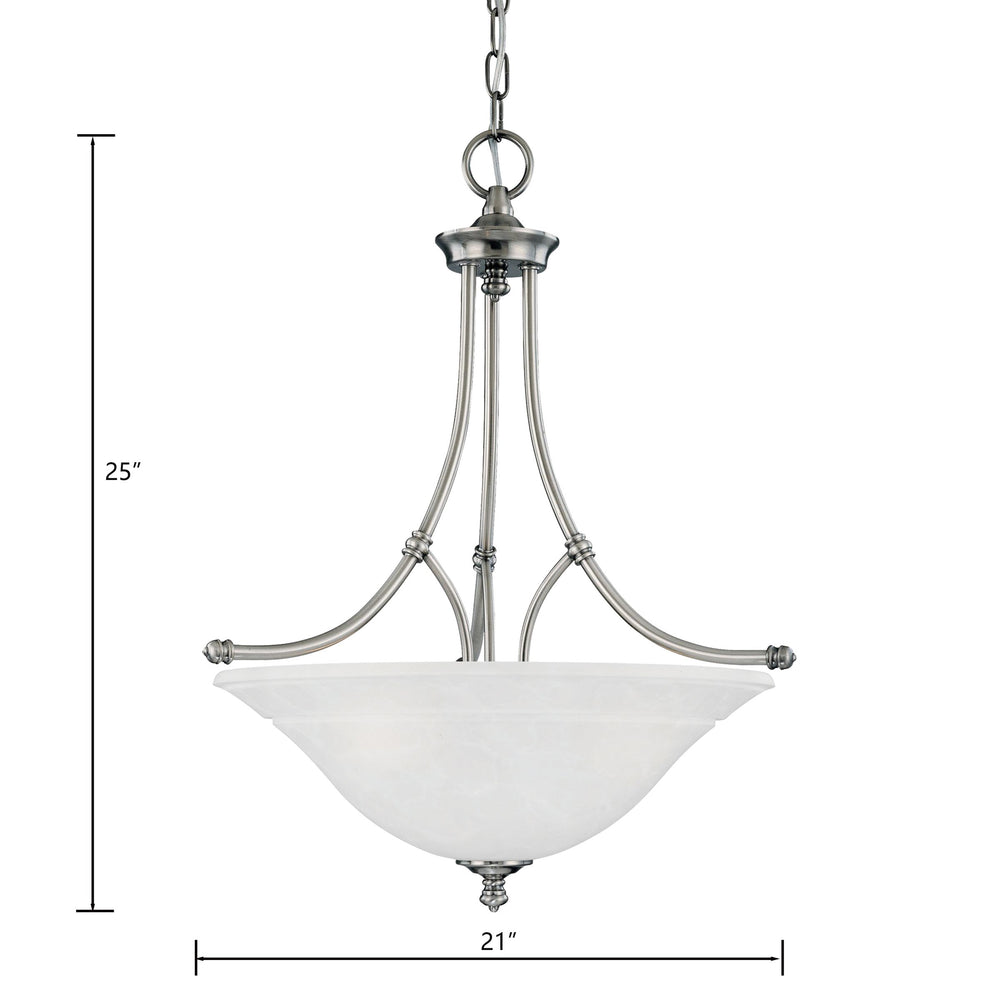 Thomas Lighting Harmony Three Light Pendant Frosted Glass Domes Satin Pewter Finish Dining Room SL824641