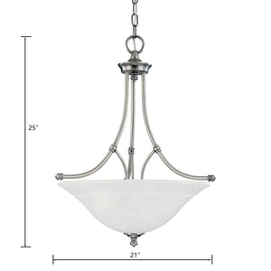 Thomas Lighting Harmony Three Light Pendant Frosted Glass Domes Satin Pewter Finish Dining Room SL824641