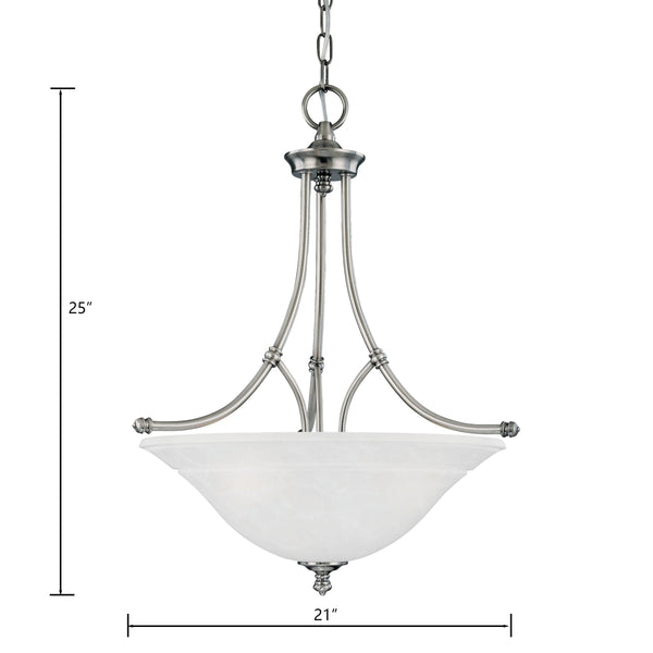 Thomas Lighting Harmony Three Light Pendant Frosted Glass Domes Satin Pewter Finish Dining Room SL824641
