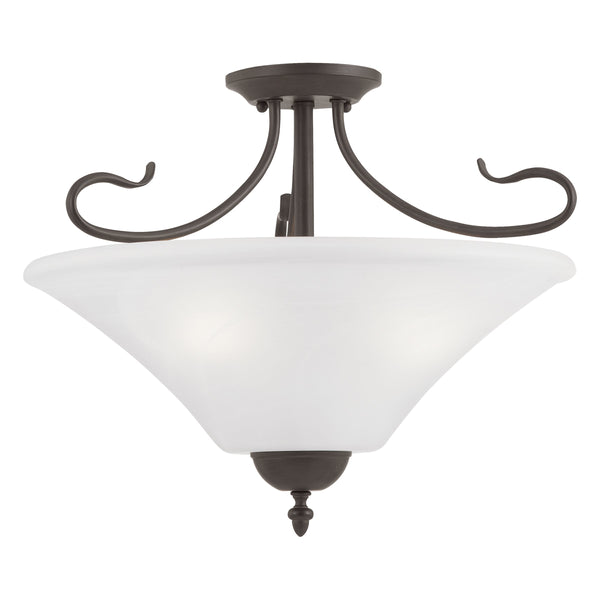 Thomas Lighting Elipse Three Light Semi Flush Mount with Frosted Tulip Shades for Elegant Interiors Bronze SL825363