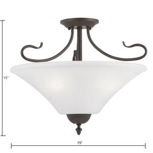 Thomas Lighting Elipse Three Light Semi Flush Mount with Frosted Tulip Shades for Elegant Interiors Bronze SL825363