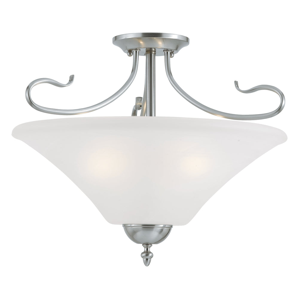Thomas Lighting Elipse Three Light Semi Flush Mount with Frosted Tulip Shades for Elegant Interiors Nickel SL825378