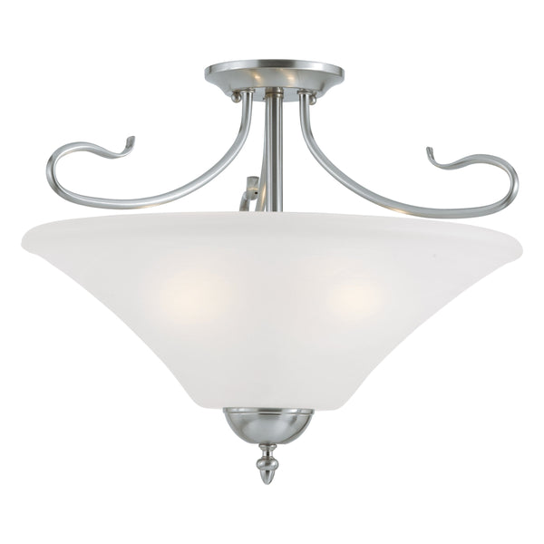 Thomas Lighting Elipse Three Light Semi Flush Mount with Frosted Tulip Shades for Elegant Interiors Nickel SL825378