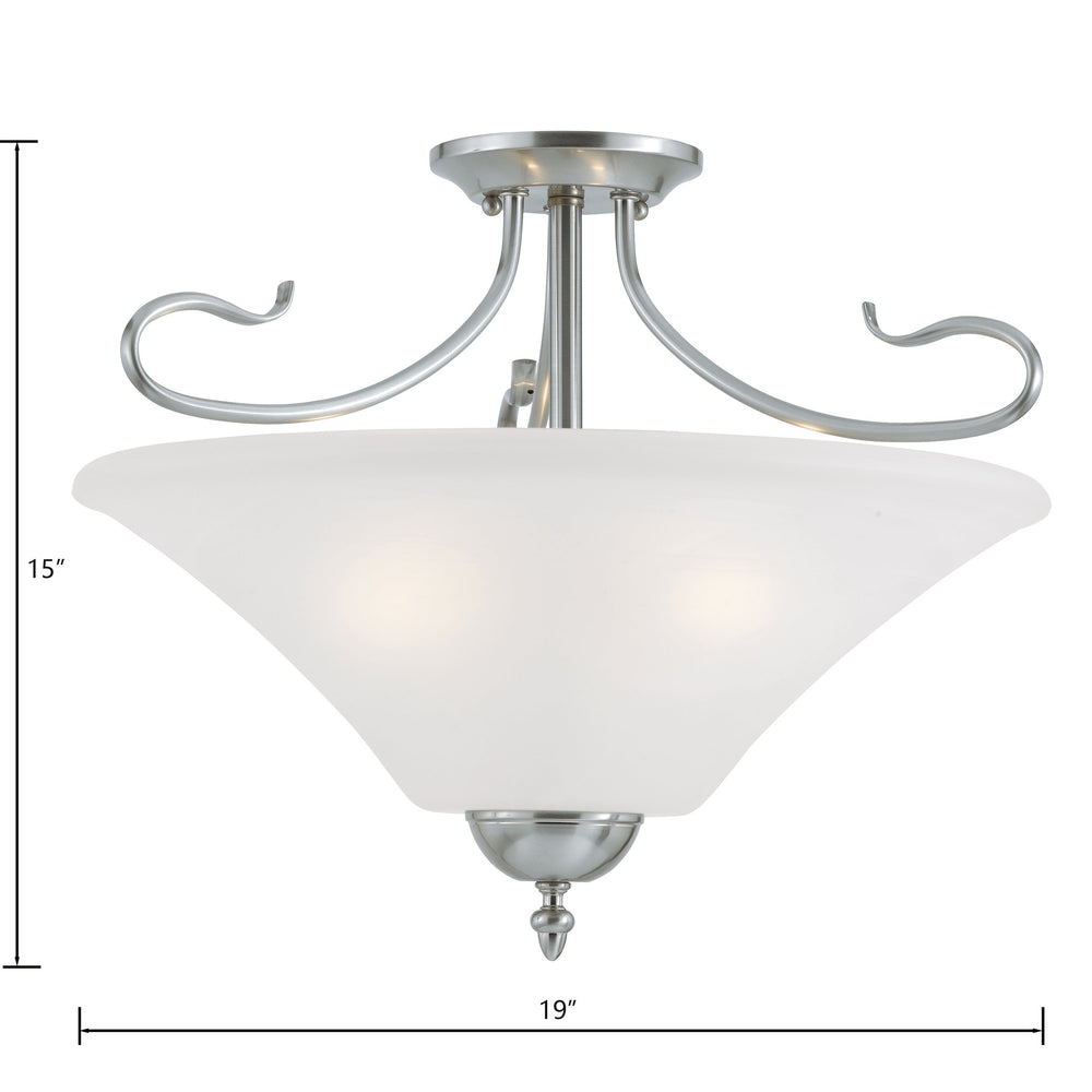 Thomas Lighting Elipse Three Light Semi Flush Mount with Frosted Tulip Shades for Elegant Interiors Nickel SL825378