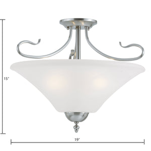 Thomas Lighting Elipse Three Light Semi Flush Mount with Frosted Tulip Shades for Elegant Interiors Nickel SL825378