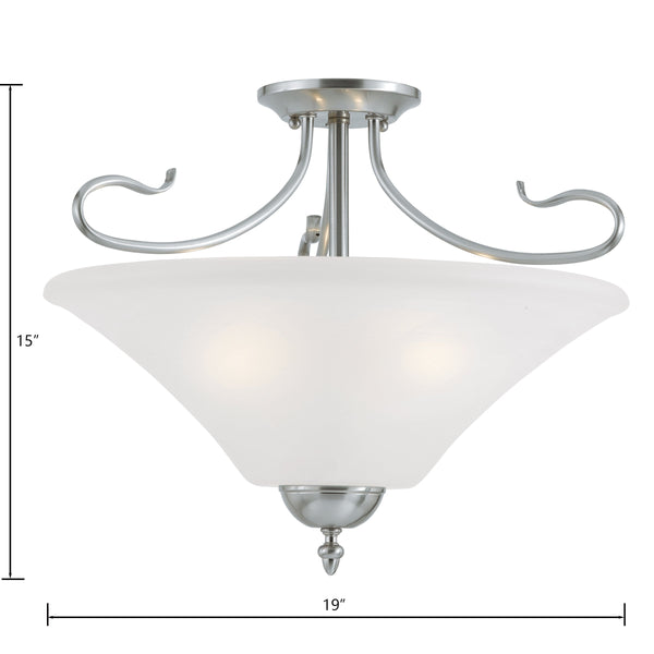 Thomas Lighting Elipse Three Light Semi Flush Mount with Frosted Tulip Shades for Elegant Interiors Nickel SL825378