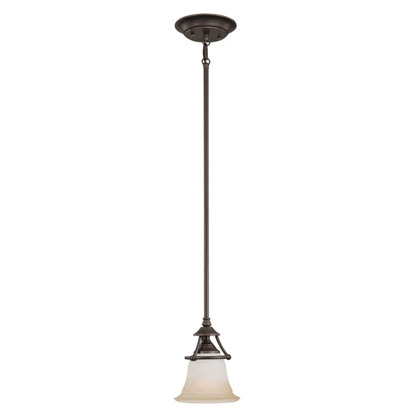 Thomas Lighting Harmony Mini Pendant Light Frosted Glass Dome Aged Bronze Finish for Kitchen or Dining SL825662