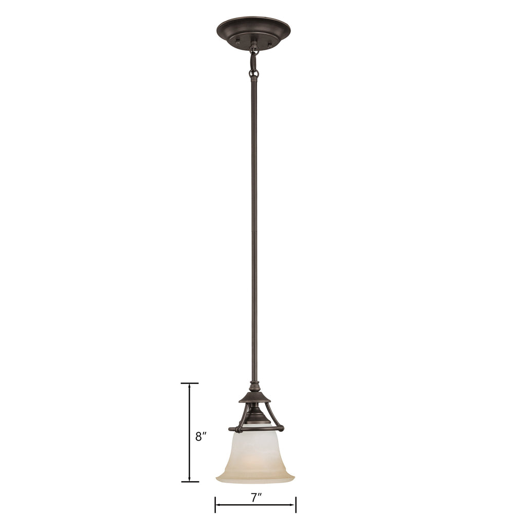 Thomas Lighting Harmony Mini Pendant Light Frosted Glass Dome Aged Bronze Finish for Kitchen or Dining SL825662