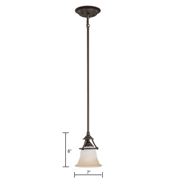Thomas Lighting Harmony Mini Pendant Light Frosted Glass Dome Aged Bronze Finish for Kitchen or Dining SL825662