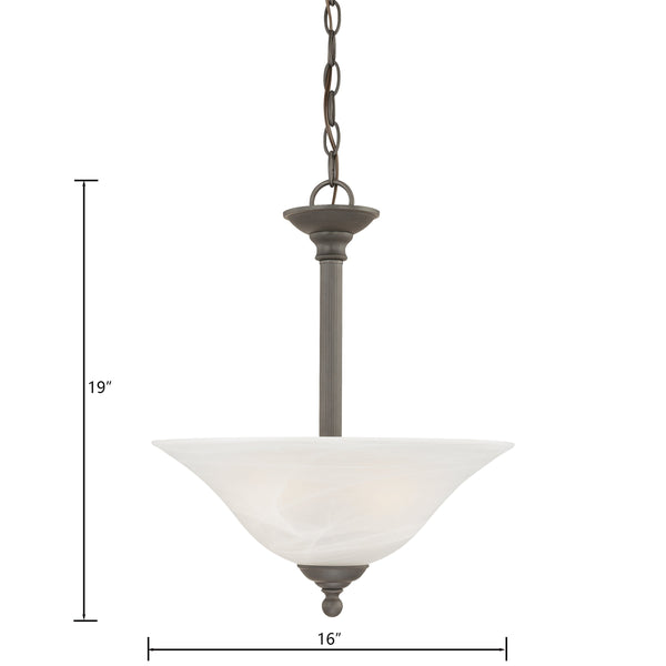 Thomas Lighting Riva Three Light Pendant with Tulip Glass Shades and Ridged Metal Rods for Dining Rooms Bronze SL826663