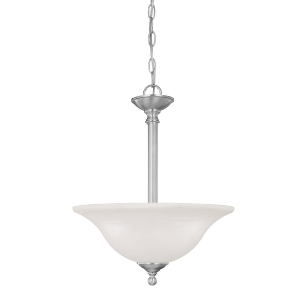 Thomas Lighting Riva Three Light Pendant with Tulip Glass Shades and Ridged Metal Rods for Dining Rooms Nickel SL826678