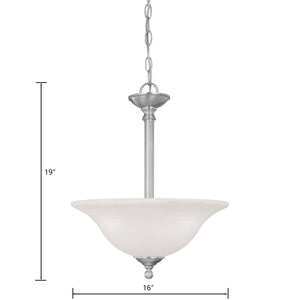 Thomas Lighting Riva Three Light Pendant with Tulip Glass Shades and Ridged Metal Rods for Dining Rooms Nickel SL826678