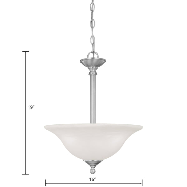 Thomas Lighting Riva Three Light Pendant with Tulip Glass Shades and Ridged Metal Rods for Dining Rooms Nickel SL826678