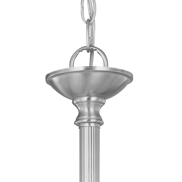 Thomas Lighting Riva Three Light Pendant with Tulip Glass Shades and Ridged Metal Rods for Dining Rooms Nickel SL826678