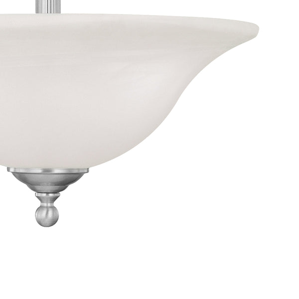 Thomas Lighting Riva Three Light Pendant with Tulip Glass Shades and Ridged Metal Rods for Dining Rooms Nickel SL826678