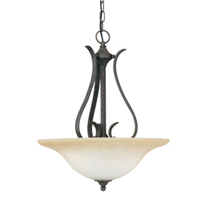 Thomas Lighting Prestige 3 Light Pendant Alabaster Glass Tulip Shades Curved Brushed Metal Ceiling Fixture Bronze SL829222