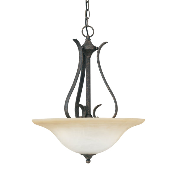 Thomas Lighting Prestige 3 Light Pendant Alabaster Glass Tulip Shades Curved Brushed Metal Ceiling Fixture Bronze SL829222