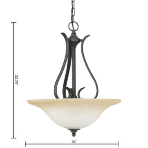 Thomas Lighting Prestige 3 Light Pendant Alabaster Glass Tulip Shades Curved Brushed Metal Ceiling Fixture Bronze SL829222