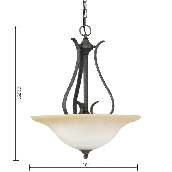 Thomas Lighting Prestige 3 Light Pendant Alabaster Glass Tulip Shades Curved Brushed Metal Ceiling Fixture Bronze SL829222