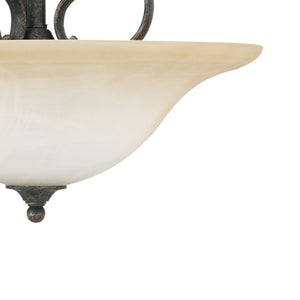 Thomas Lighting Prestige 3 Light Pendant Alabaster Glass Tulip Shades Curved Brushed Metal Ceiling Fixture Bronze SL829222