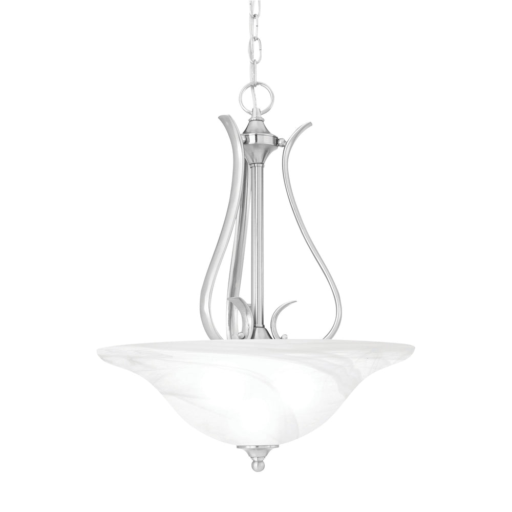 Thomas Lighting Prestige 3 Light Pendant Alabaster Glass Tulip Shades Curved Brushed Metal Ceiling Fixture Nickel SL829278