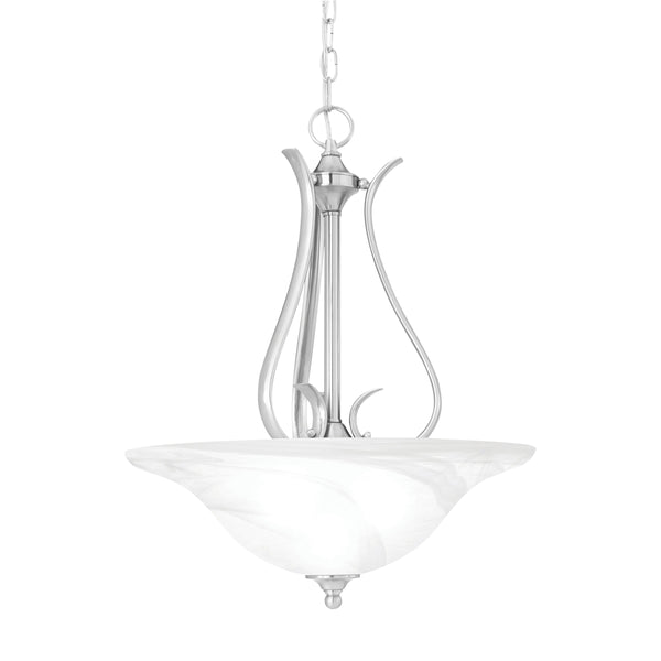 Thomas Lighting Prestige 3 Light Pendant Alabaster Glass Tulip Shades Curved Brushed Metal Ceiling Fixture Nickel SL829278
