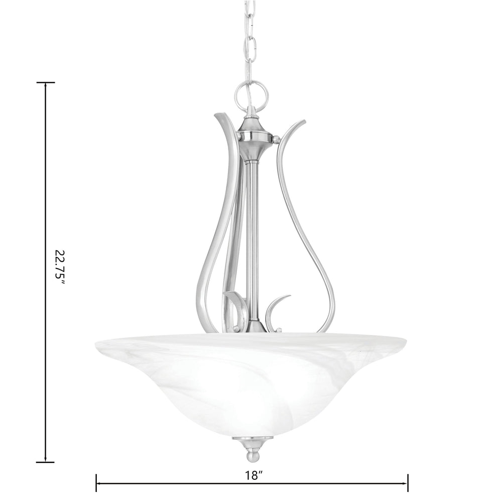 Thomas Lighting Prestige 3 Light Pendant Alabaster Glass Tulip Shades Curved Brushed Metal Ceiling Fixture Nickel SL829278