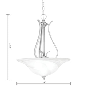 Thomas Lighting Prestige 3 Light Pendant Alabaster Glass Tulip Shades Curved Brushed Metal Ceiling Fixture Nickel SL829278