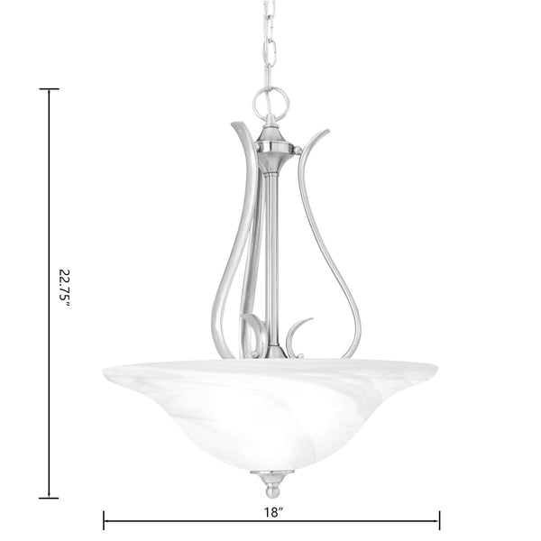Thomas Lighting Prestige 3 Light Pendant Alabaster Glass Tulip Shades Curved Brushed Metal Ceiling Fixture Nickel SL829278