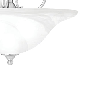 Thomas Lighting Prestige 3 Light Pendant Alabaster Glass Tulip Shades Curved Brushed Metal Ceiling Fixture Nickel SL829278