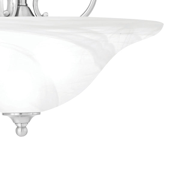 Thomas Lighting Prestige 3 Light Pendant Alabaster Glass Tulip Shades Curved Brushed Metal Ceiling Fixture Nickel SL829278