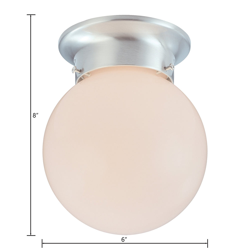 Thomas Lighting Orb Spherical Glass Flush Mount Ceiling Light with Brushed Nickel Frame for Hallways SL843678