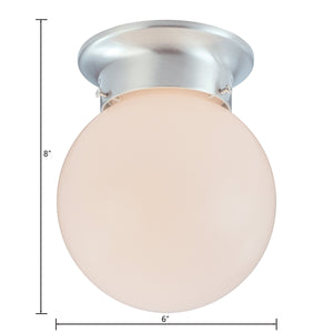 Thomas Lighting Orb Spherical Glass Flush Mount Ceiling Light with Brushed Nickel Frame for Hallways SL843678