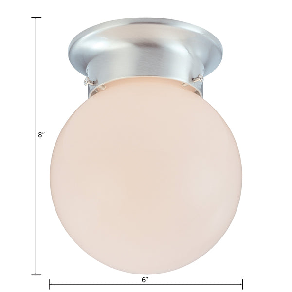 Thomas Lighting Orb Spherical Glass Flush Mount Ceiling Light with Brushed Nickel Frame for Hallways SL843678