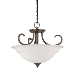 Thomas Lighting Bella Three Light Semi Flush Ceiling Fixture with Tulip Glass Shades in Oiled Bronze SL860715
