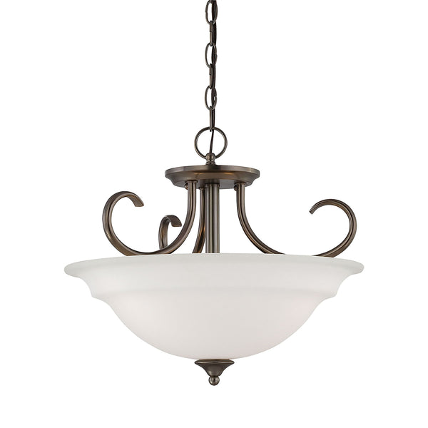 Thomas Lighting Bella Three Light Semi Flush Ceiling Fixture with Tulip Glass Shades in Oiled Bronze SL860715