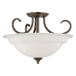 Thomas Lighting Bella Three Light Semi Flush Ceiling Fixture with Tulip Glass Shades in Oiled Bronze SL860715