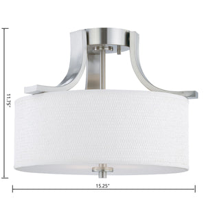 Thomas Lighting Pendenza 2 Light Semi Flush Mount Sculptural Nickel Ceiling Fixture for Bedroom Hallway SL860978