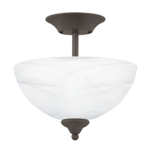 Thomas Lighting Tahoe Bowl Glass Shade Semi Flush Mount with Finial Detail for Bedroom or Hallway Bronze SL861463