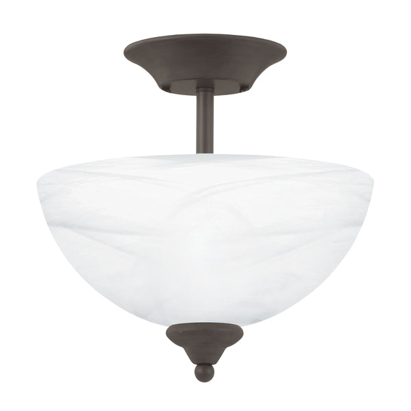 Thomas Lighting Tahoe Bowl Glass Shade Semi Flush Mount with Finial Detail for Bedroom or Hallway Bronze SL861463