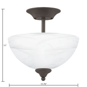 Thomas Lighting Tahoe Bowl Glass Shade Semi Flush Mount with Finial Detail for Bedroom or Hallway Bronze SL861463