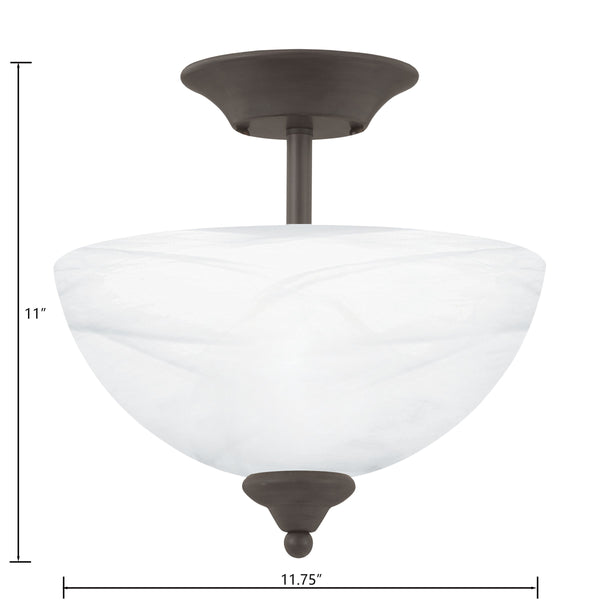 Thomas Lighting Tahoe Bowl Glass Shade Semi Flush Mount with Finial Detail for Bedroom or Hallway Bronze SL861463